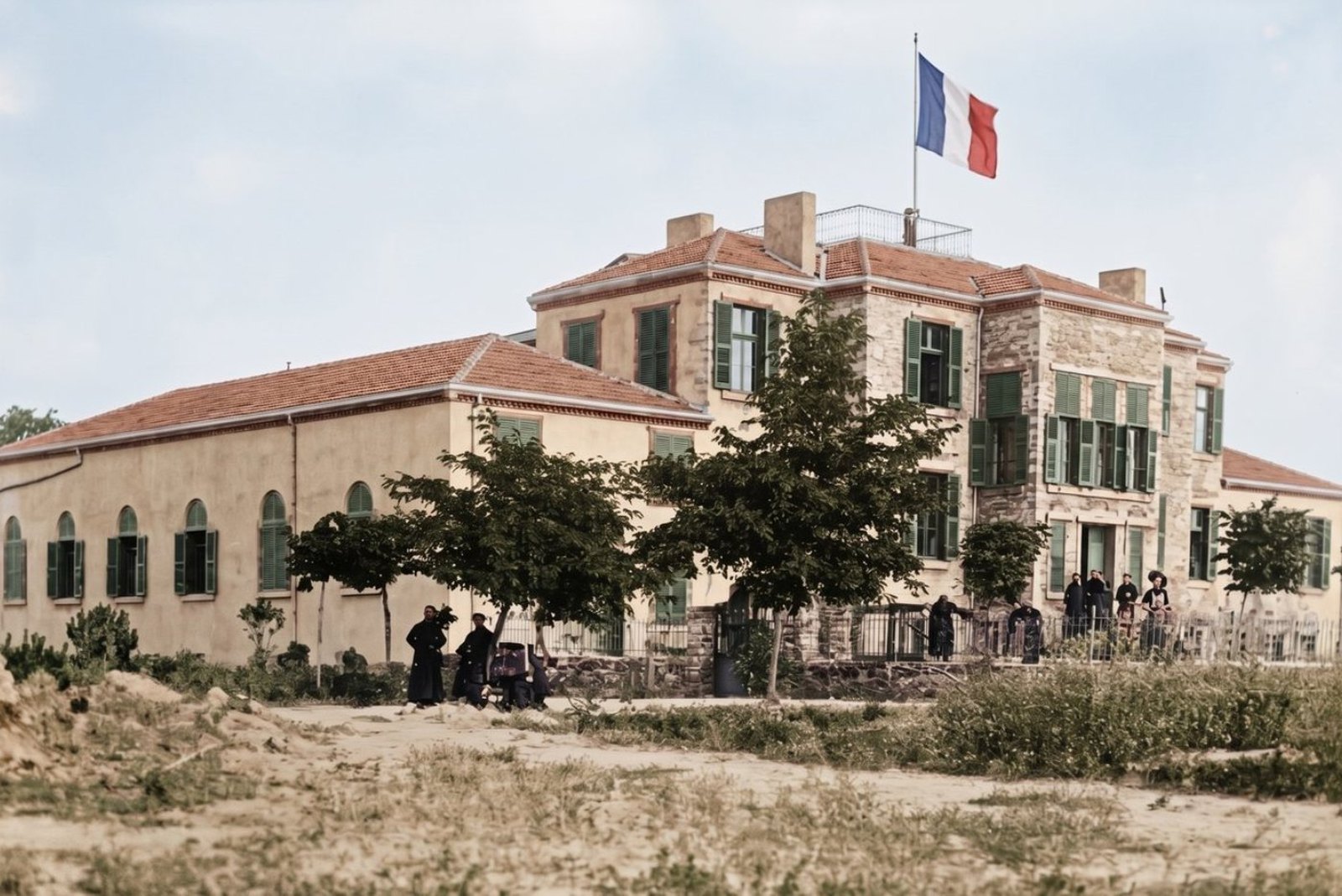 The church and seminary building in 1910